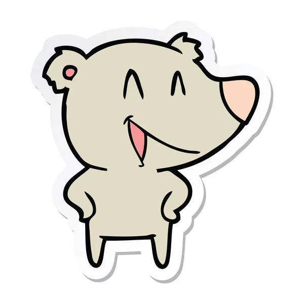 Etiqueta Desenho Animado Urso Rindo — Vetor de Stock