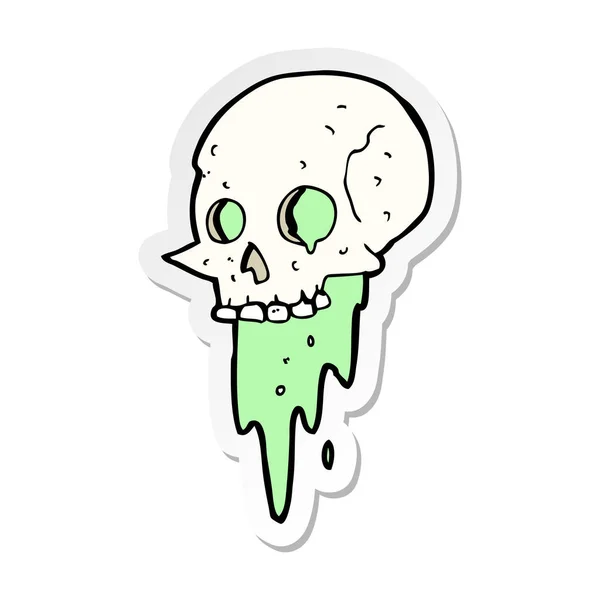 Sticker Gross Halloween Skull Cartoon — Stock Vector