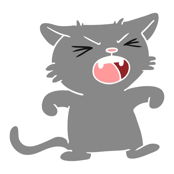 Handgezeichnetes Cartoon Doodle Einer Kreischenden Katze — Stockvektor
