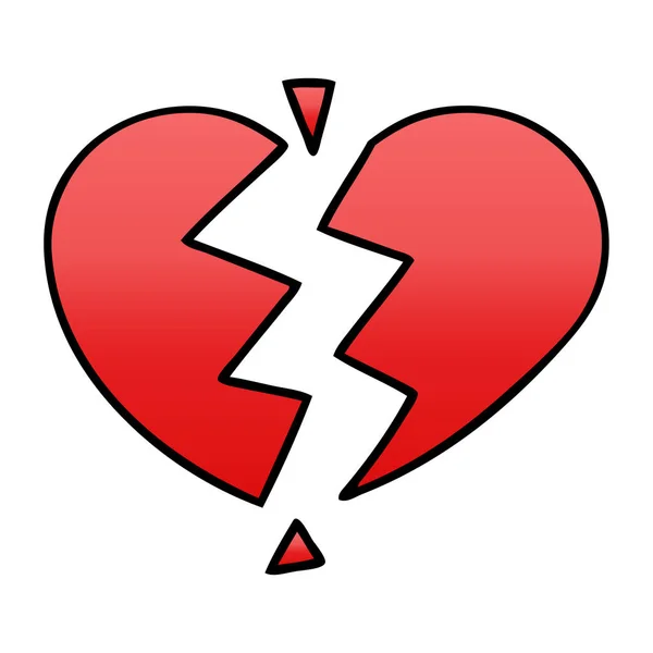 Přechodů Šedě Kreslený Zlomené Srdce — Stockový vektor
