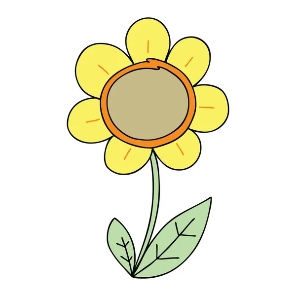 Quirky hand drawn cartoon daisy — Stock Vector