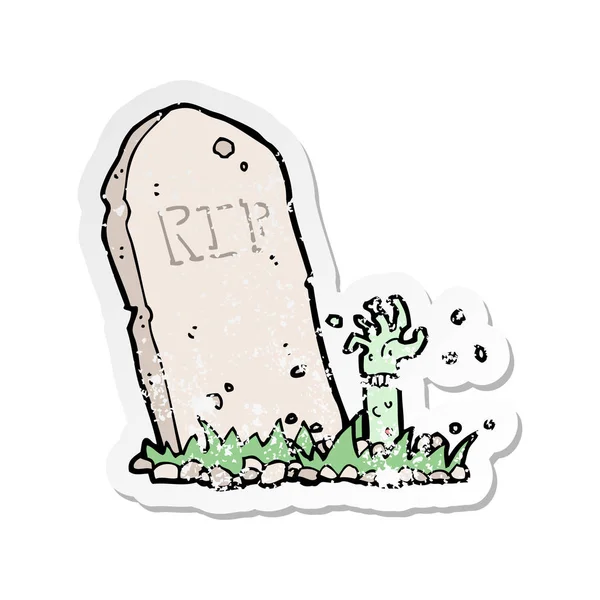 Retro Distressed Nálepka Kreslený Zombie Vstal Hrobu — Stockový vektor