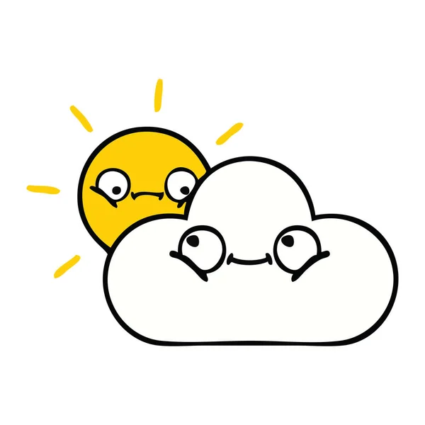 Dessin Animé Mignon Soleil Nuage — Image vectorielle