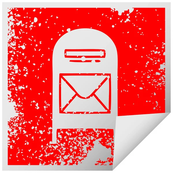 Quadratisch abblätternde Aufkleber Symbol Briefkasten — Stockvektor