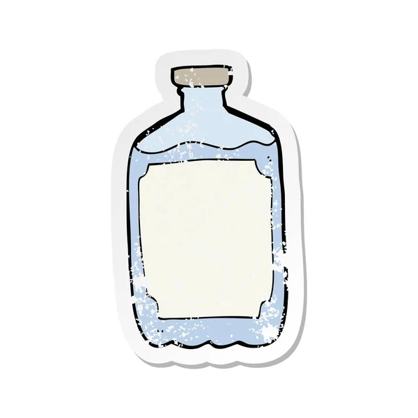 Pegatina retro angustiado de una botella de agua de dibujos animados — Vector de stock