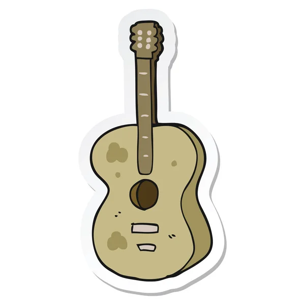 Etiket Bir Karikatür Gitar — Stok Vektör