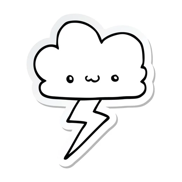 Pegatina Una Nube Tormenta Dibujos Animados — Vector de stock