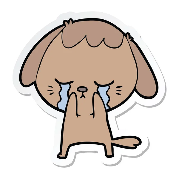 Etiqueta Filhote Cachorro Bonito Chorando Desenho Animado —  Vetores de Stock