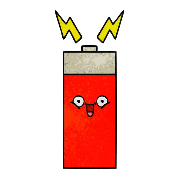 Retro Grunge Desenhos Animados Textura Uma Bateria —  Vetores de Stock