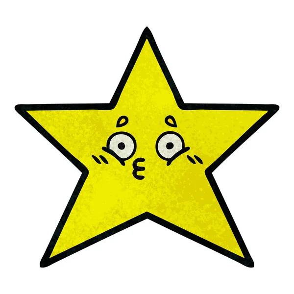 Retro Grunge Textura Desenhos Animados Uma Estrela Ouro — Vetor de Stock