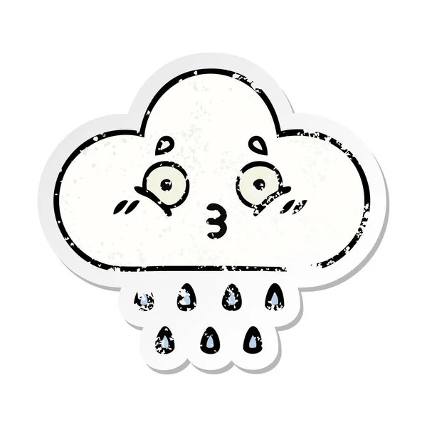 Autocollant de détresse d'un nuage de pluie dessin animé mignon — Image vectorielle