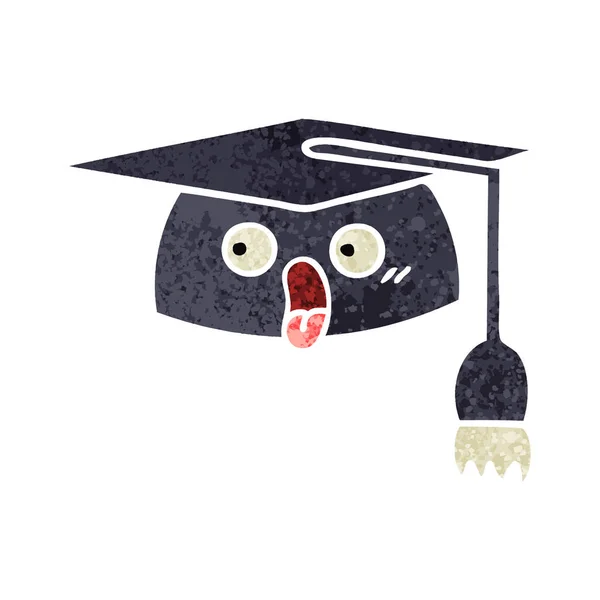 Dessin Animé Style Illustration Rétro Chapeau Graduation — Image vectorielle