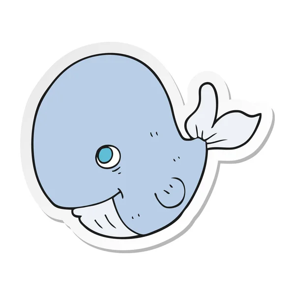 漫画幸せなクジラのステッカー — ストックベクタ