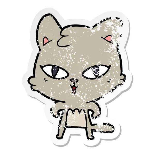 Bir karikatür kedi sıkıntılı etiket — Stok Vektör