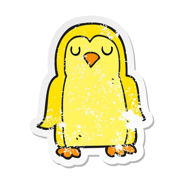 Retro Noodlijdende Sticker Van Een Vogel Cartoon — Stockvector