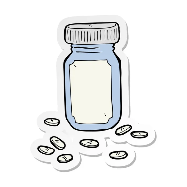 Aufkleber Eines Cartoon Glases Mit Pillen — Stockvektor