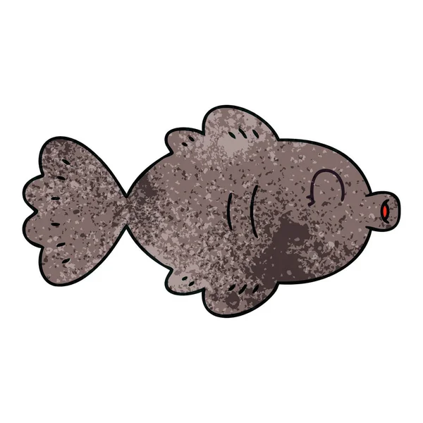 Ručně Tažené Bizarní Kreslených Ryb — Stockový vektor