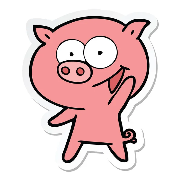 Autocollant Dessin Animé Cochon Joyeux — Image vectorielle