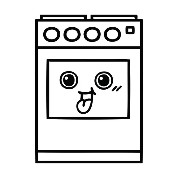 Line Drawing Cartoon Kitchen Oven — Stock Vector