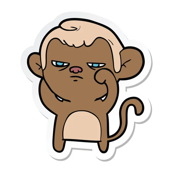 Pegatina Mono Molesto Dibujos Animados — Vector de stock