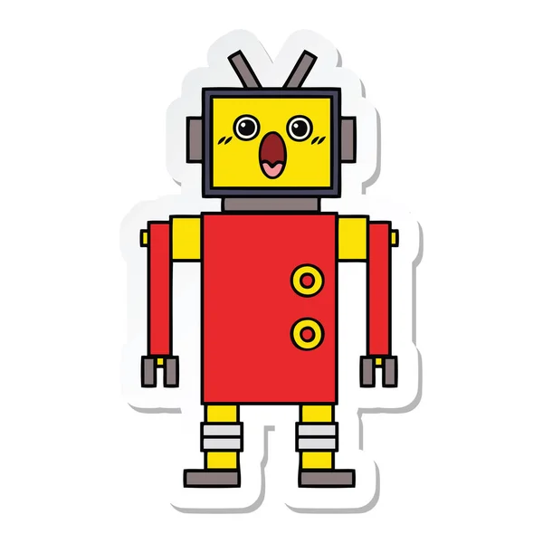 Sevimli Çizgi Robot Sticker — Stok Vektör