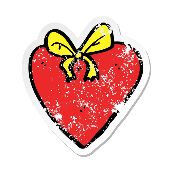 Retro nödställda klistermärke av en tecknad kärlek hjärta — Stock vektor