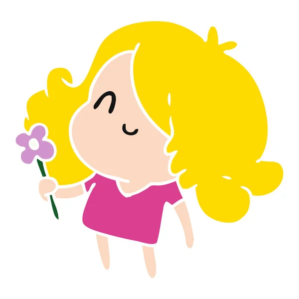 Dibujos animados de una linda chica kawaii — Vector de stock