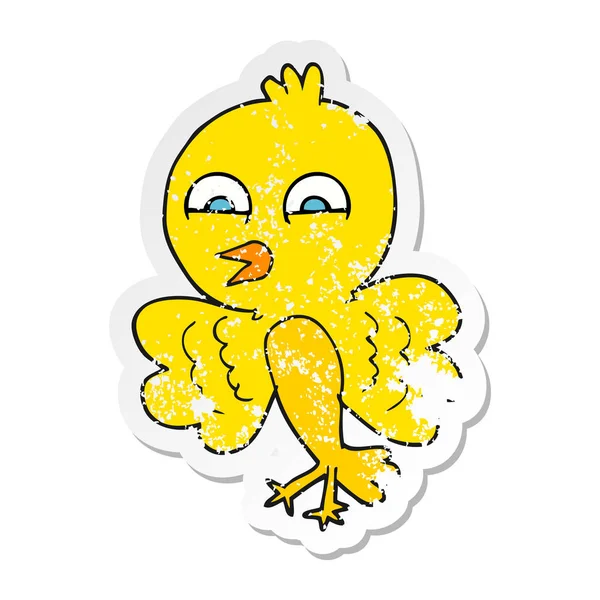 Retro Noodlijdende Sticker Van Een Vogel Cartoon — Stockvector