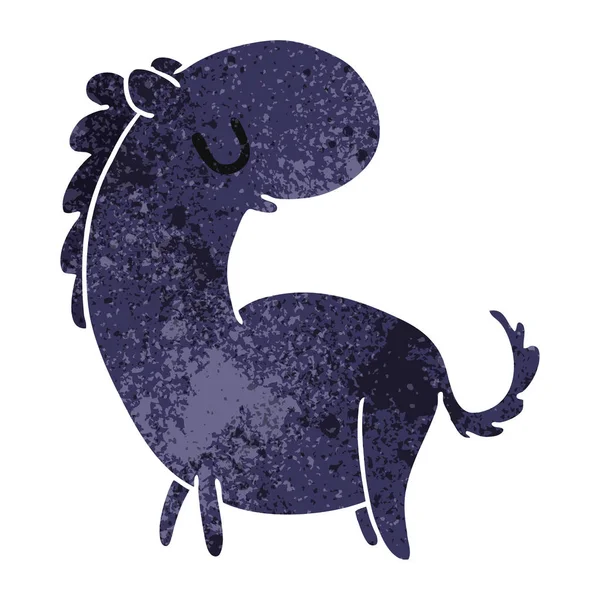 Retro Cartoon Illustration Kawaii Cute Horse — Stock Vector