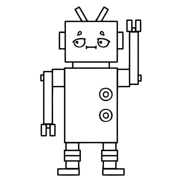 Dibujo Línea Dibujos Animados Robot — Vector de stock