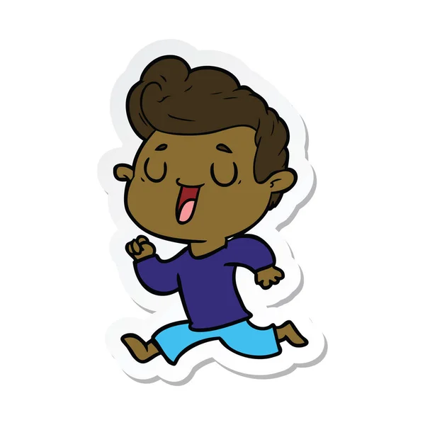 Sticker van een happy cartoon-man — Stockvector