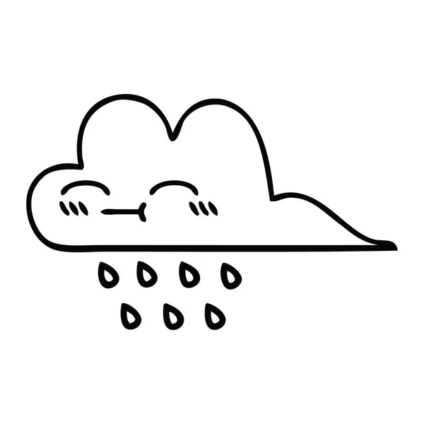 Rysowanie Linii Kreskówka Chmury Deszcz — Wektor stockowy