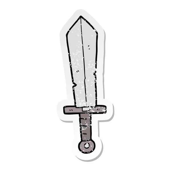 Aufkleber Eines Alten Schwertes Aus Cartoon — Stockvektor
