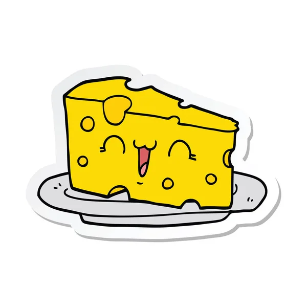 Sticker of a cute cartoon cheese — Stock Vector