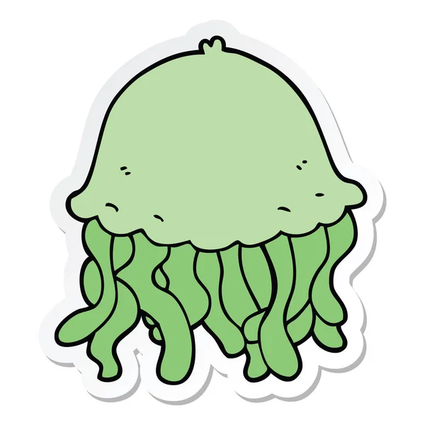 Sticker of a cartoon jellyfish — Stock Vector