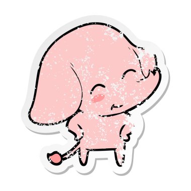 sevimli çizgi fil sıkıntılı etiket