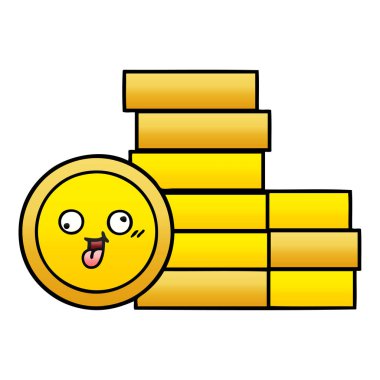 Degrade gölgeli karikatür bir sikke