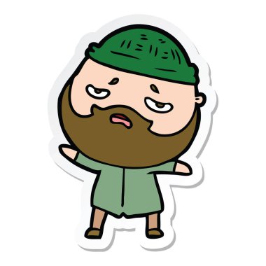 etiket bir karikatür sakallı endişeli