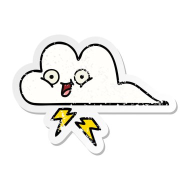 sevimli çizgi gök gürültüsü bulut sıkıntılı etiket