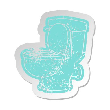 banyo tuvalet sıkıntılı eski çizgi film etiketi