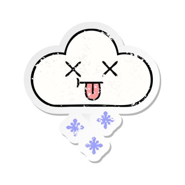 sevimli çizgi kar bulut sıkıntılı etiket