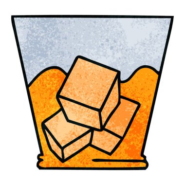 ilginç karikatür viski ve buz el çekilmiş