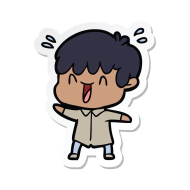 etiket bir karikatür gülen çocuk