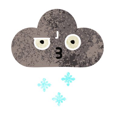 Retro illüstrasyon stil karikatür bir fırtına kar bulut