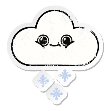 sevimli çizgi kar bulut sıkıntılı etiket
