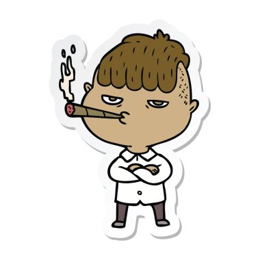 bir çizgi film adam sigara etiket