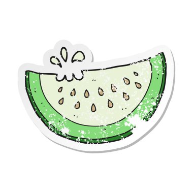 bir çizgi film kavun dilim Retro sıkıntılı etiket