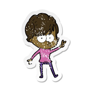 bir çizgi film kadının sıkıntılı etiket