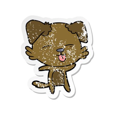 sıkıntılı etiket dilini bir karikatür köpek