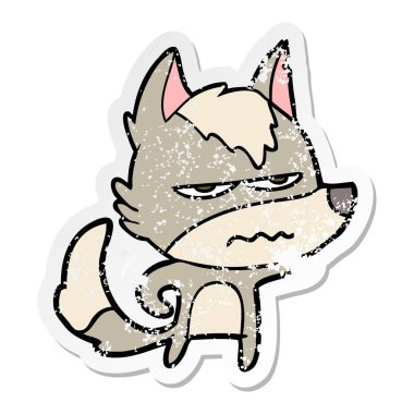 bir karikatür rahatsız kurt sıkıntılı etiket